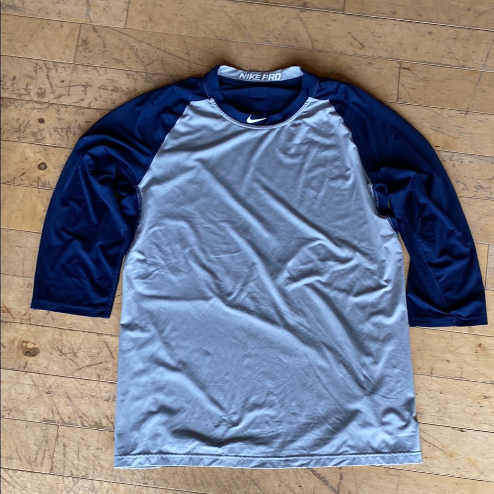 Nike Navy and Gray 3/4 Sleeve MLB DriFit